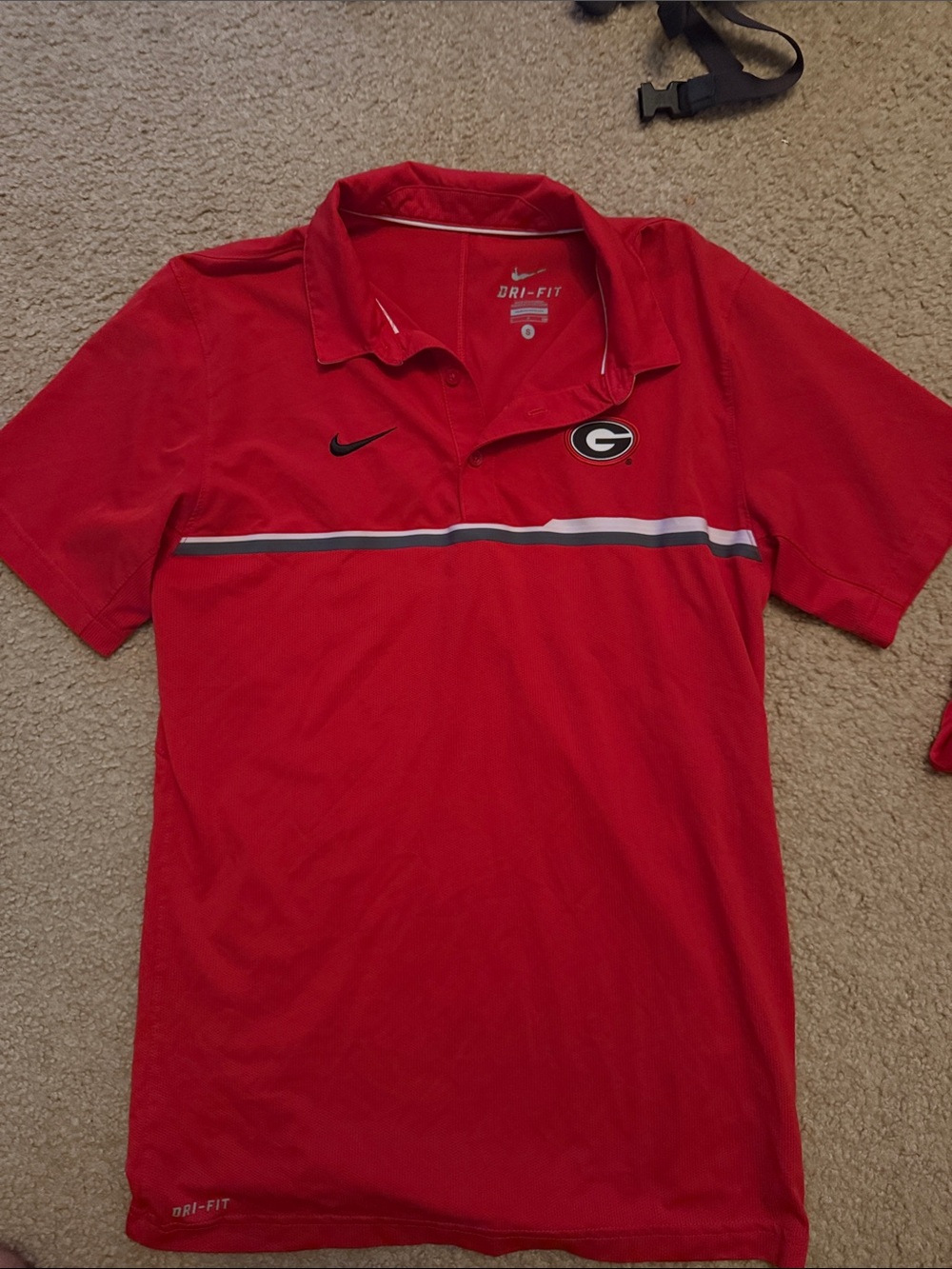 Nike Red Georgia Bulldogs Dri-FIT Polo with Stripe